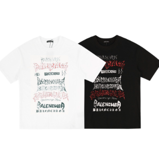 Balenciaga distressed gothic letter print short-sleeved shirt